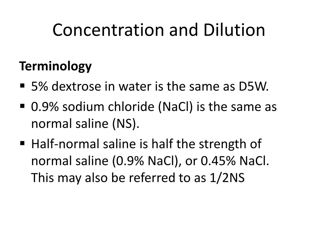 concentration and dilution