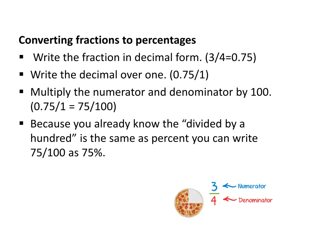 converting fractions to percentages write