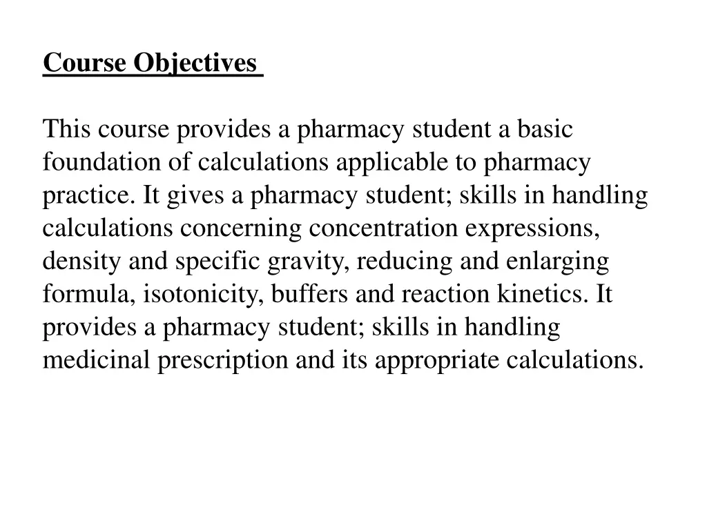 course objectives