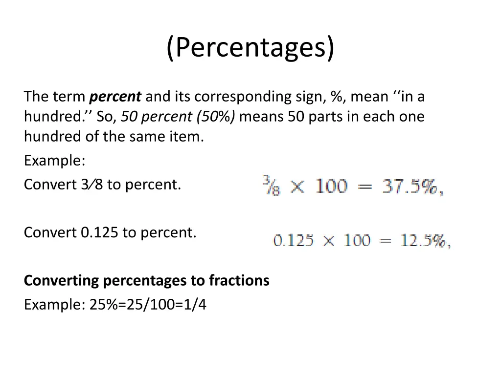 percentages