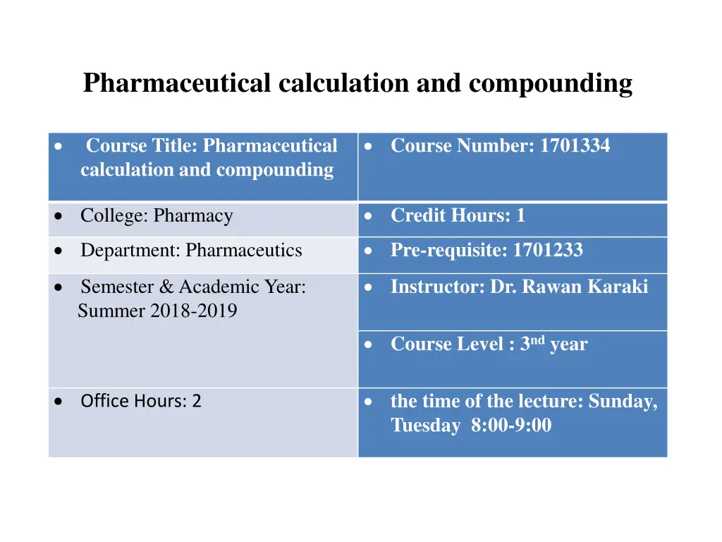 pharmaceutical calculation and compounding 1