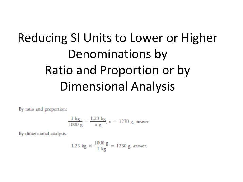 reducing si units to lower or higher