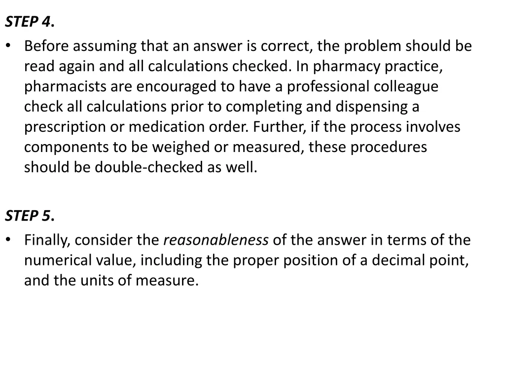 step 4 before assuming that an answer is correct