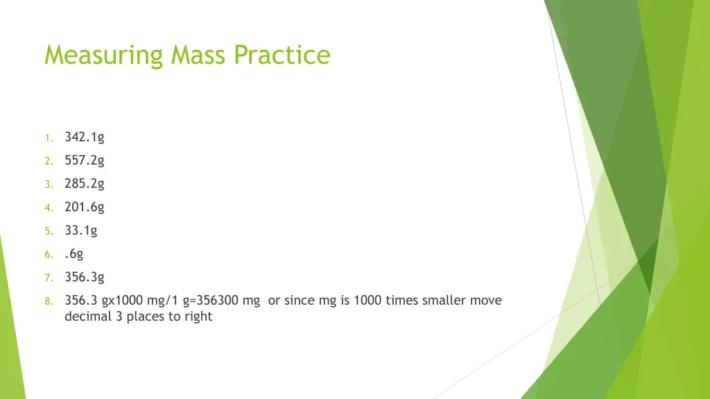 measuring mass practice