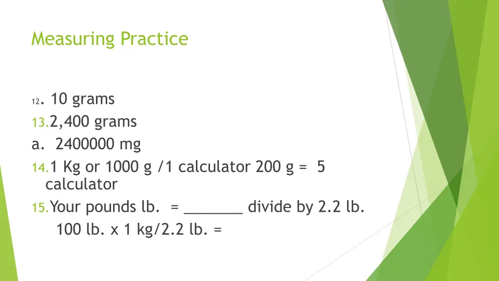 measuring practice 1