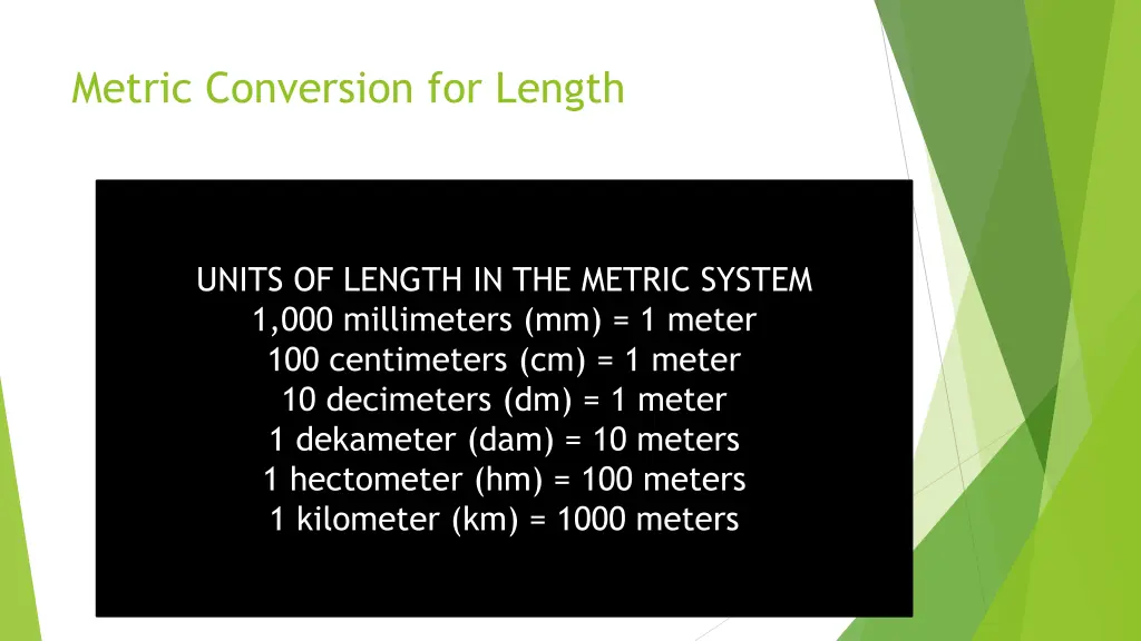 metric conversion for length