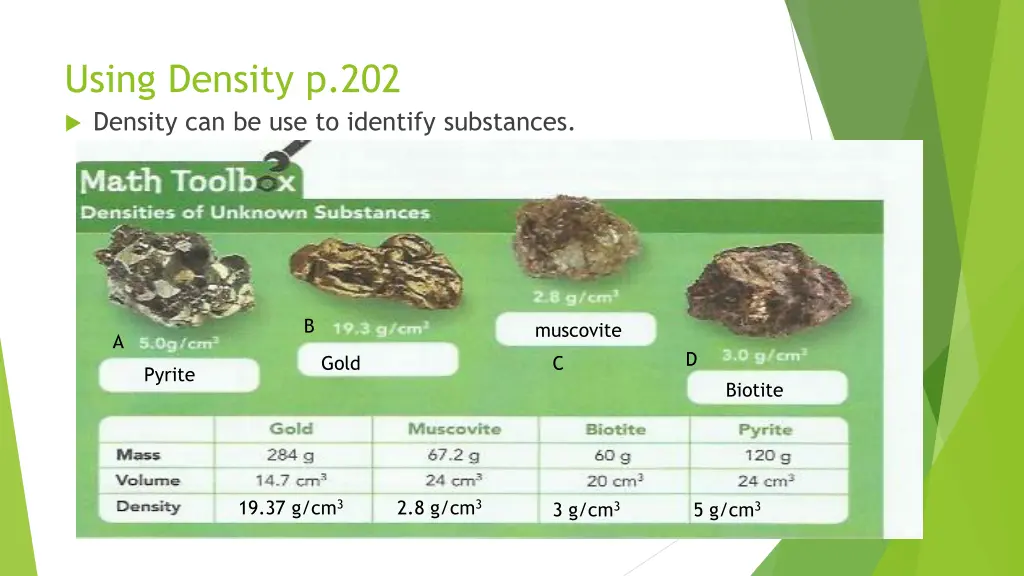 using density p 202 density