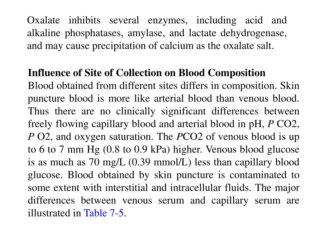 oxalate inhibits several enzymes including acid