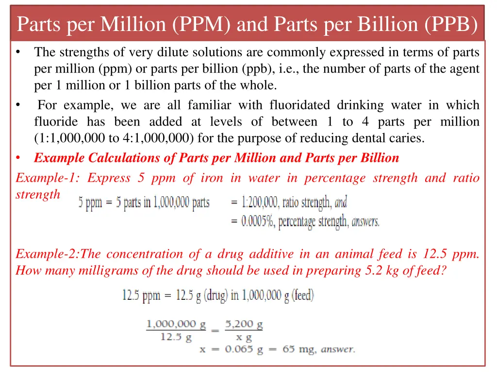 parts per million ppm and parts per billion ppb