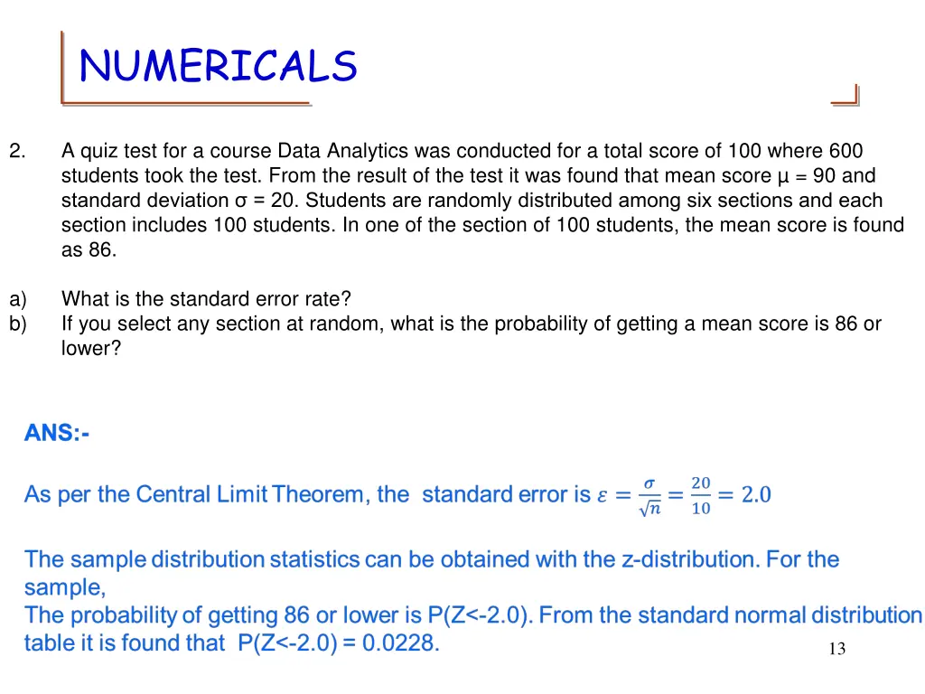 numericals 1