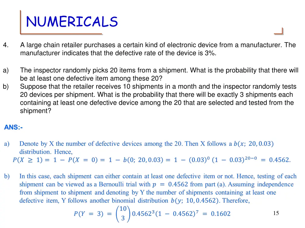 numericals 3