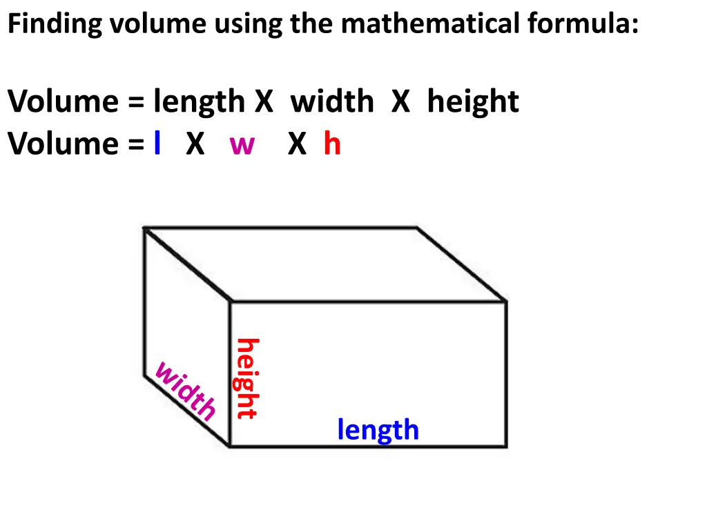 finding volume using the mathematical formula