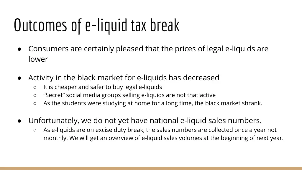 outcomes of e liquid tax break