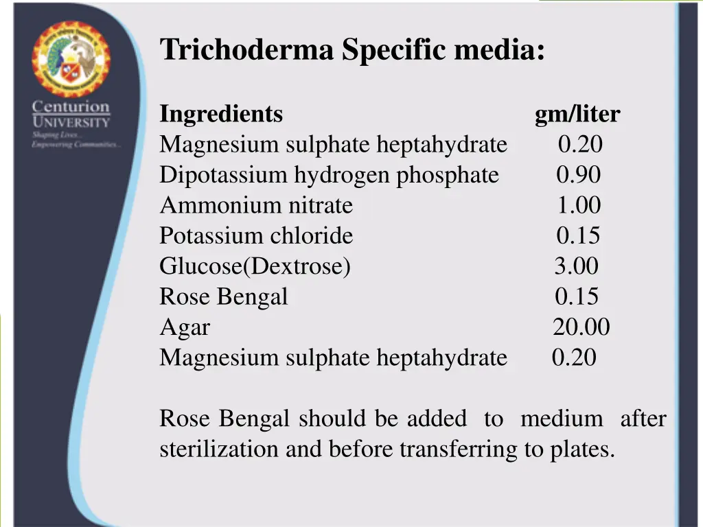 trichoderma specific media