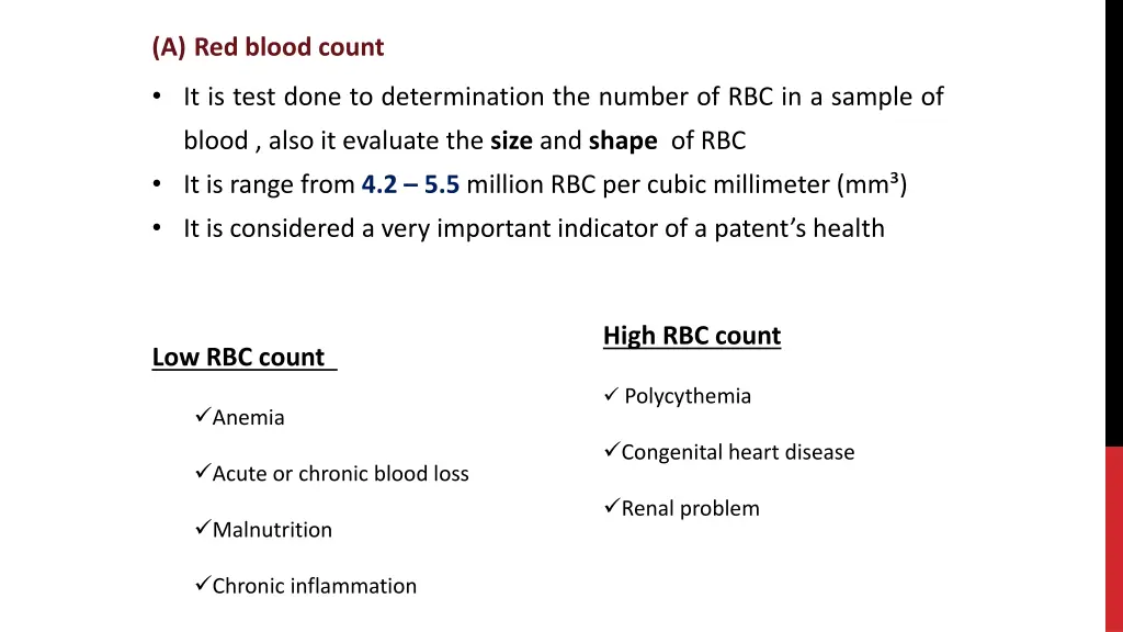 a red blood count