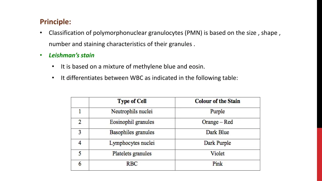 principle classification of polymorphonuclear