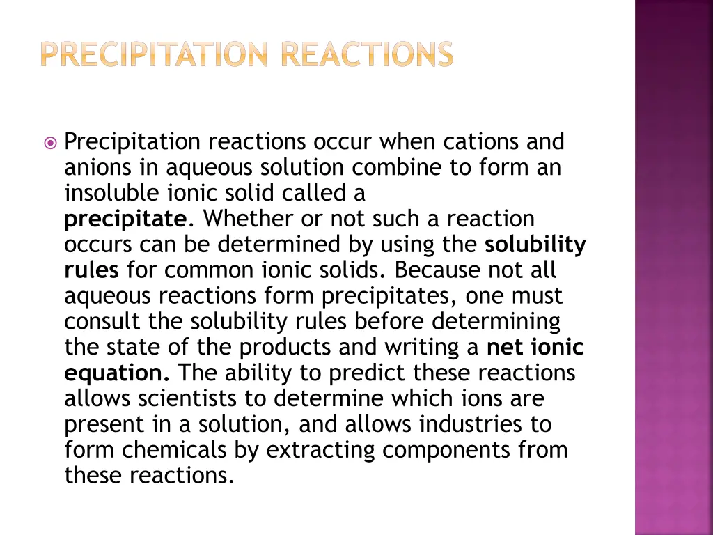 precipitation reactions