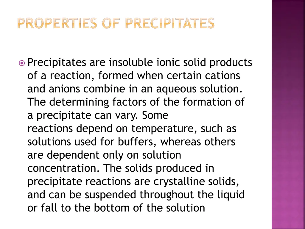 properties of precipitates