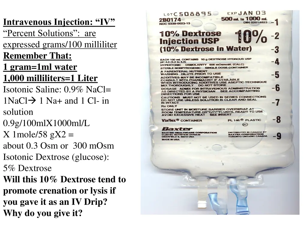 intravenous injection iv percent solutions