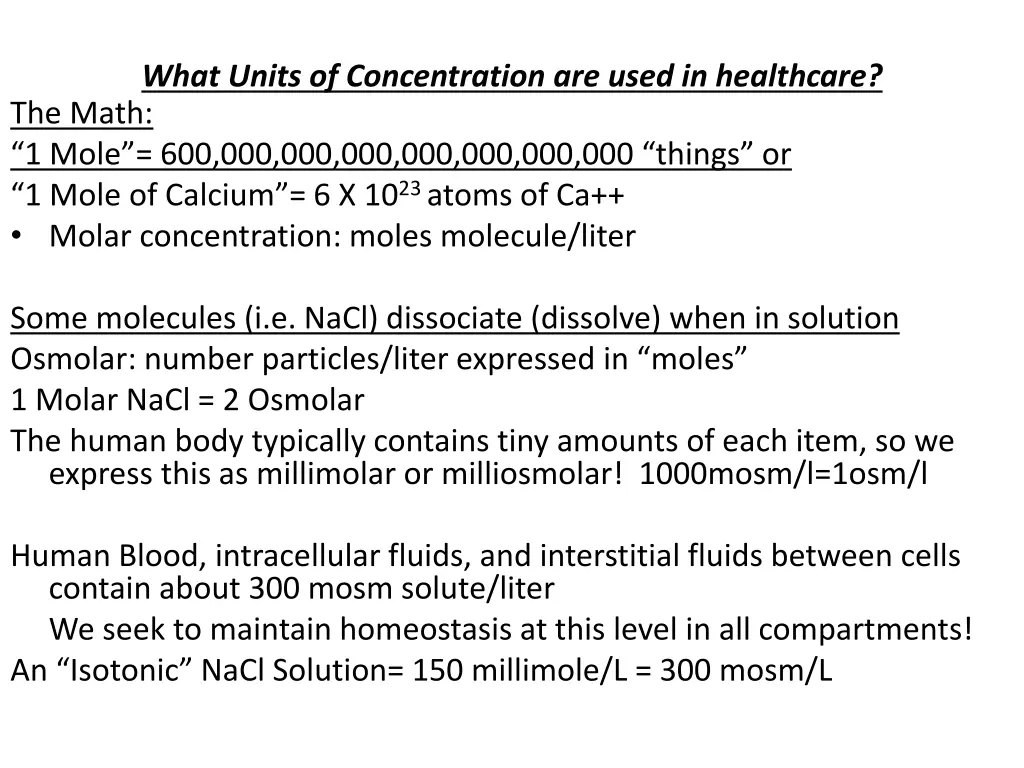 what units of concentration are used