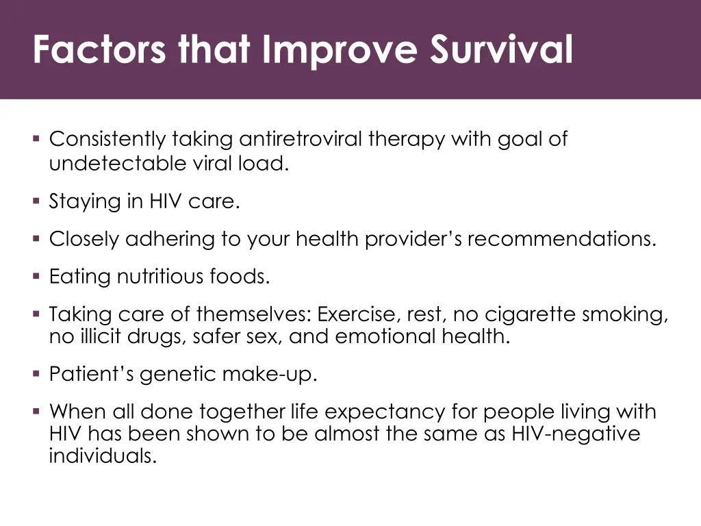 factors that improve survival