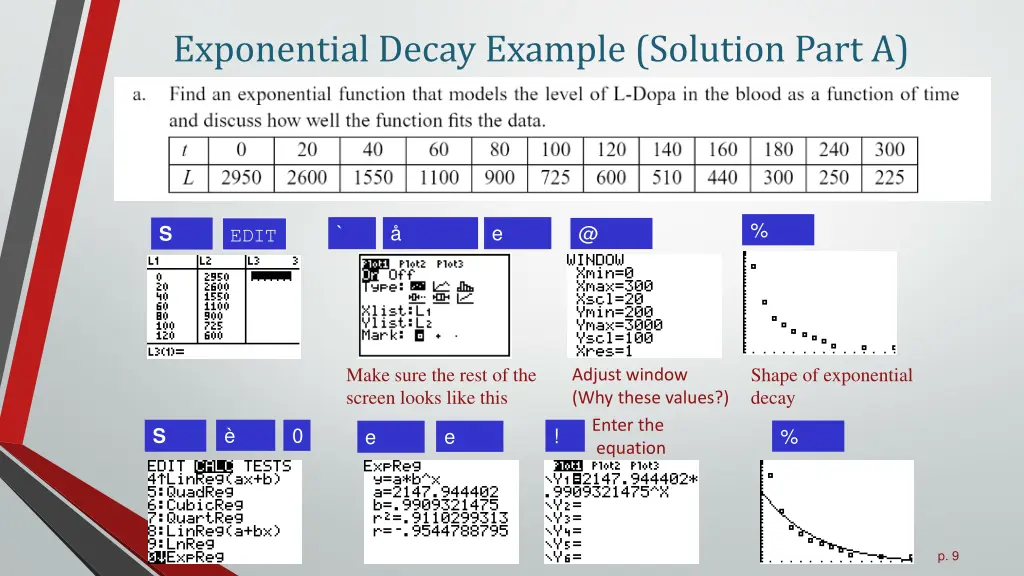 exponential decay example solution part a