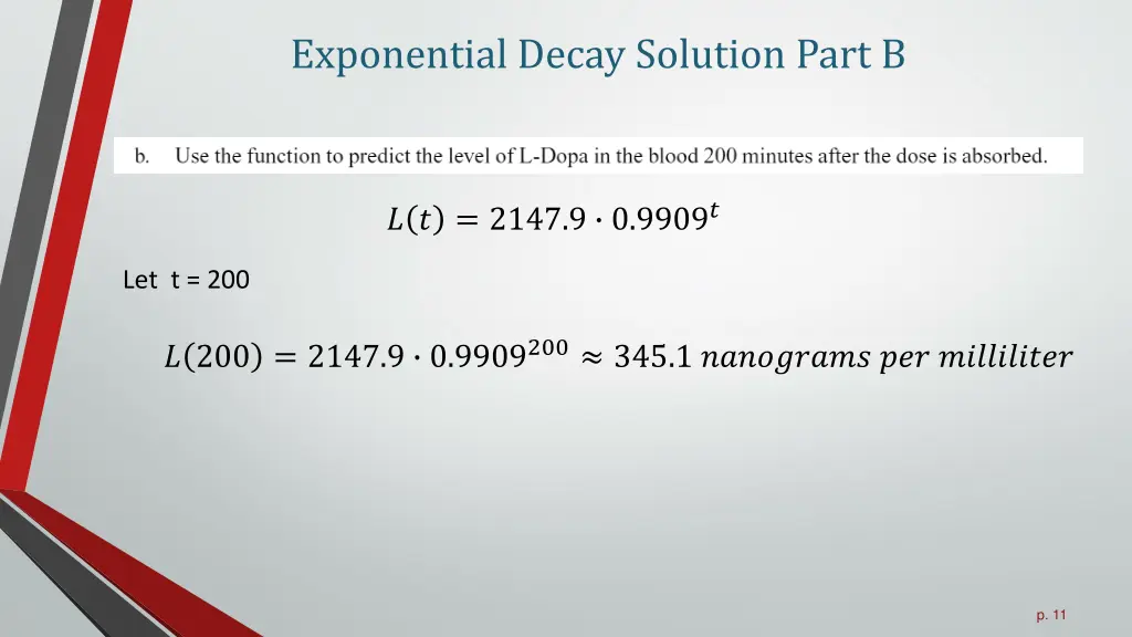 exponential decay solution part b