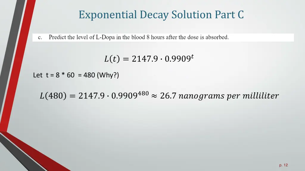 exponential decay solution part c