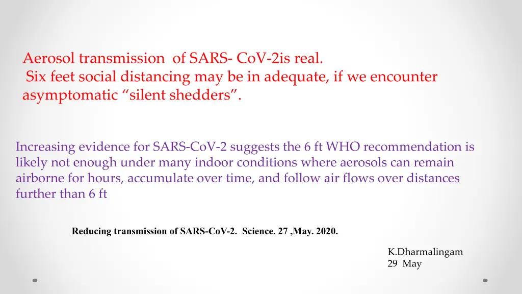 aerosol transmission of sars cov 2is real