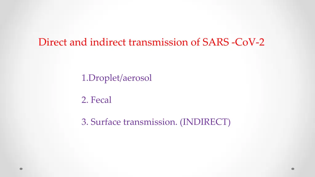 direct and indirect transmission of sars cov 2