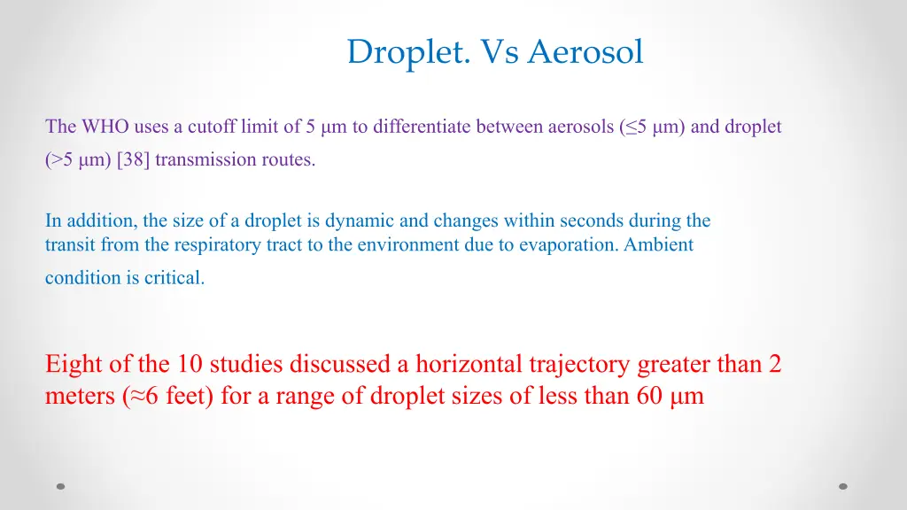 droplet vs aerosol