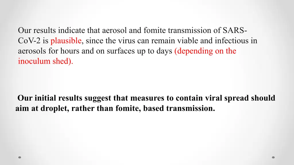 our results indicate that aerosol and fomite