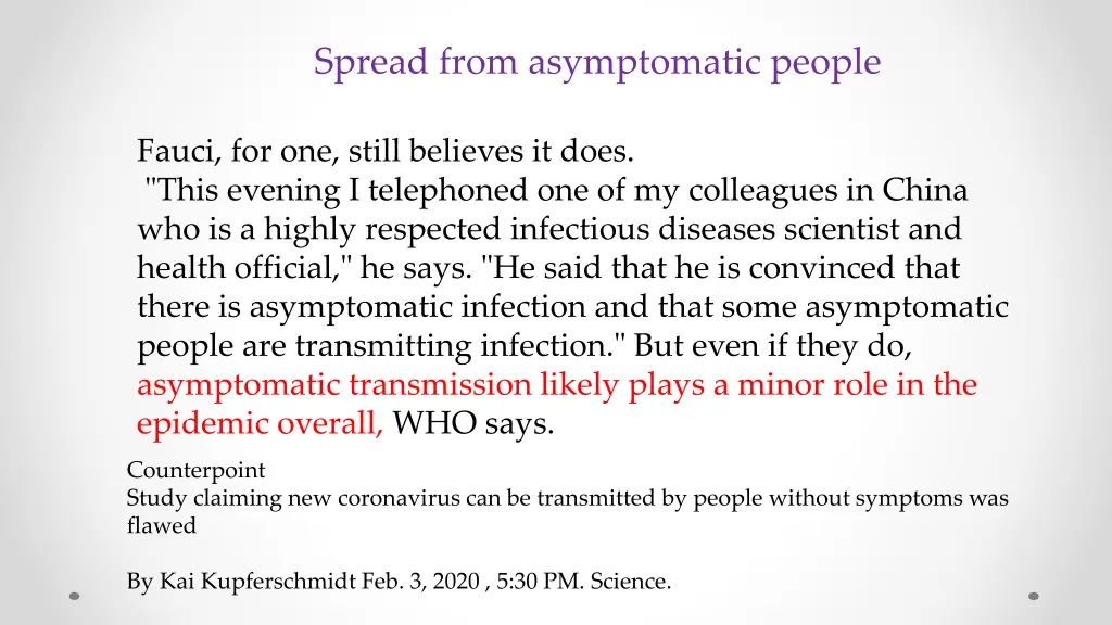 spread from asymptomatic people