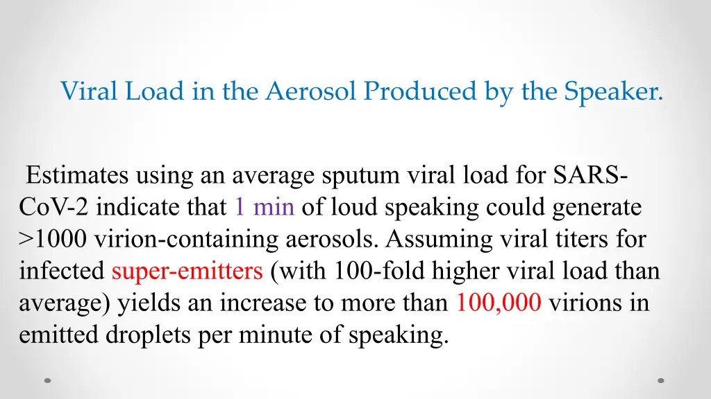 viral load in the aerosol produced by the speaker