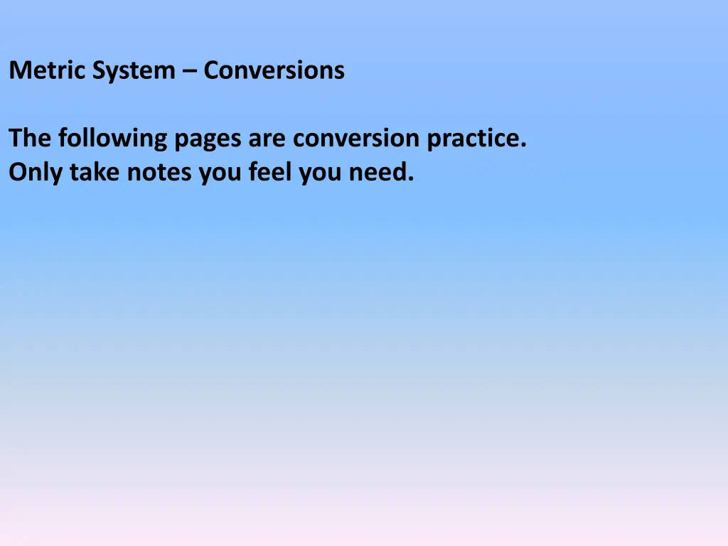 metric system conversions 2