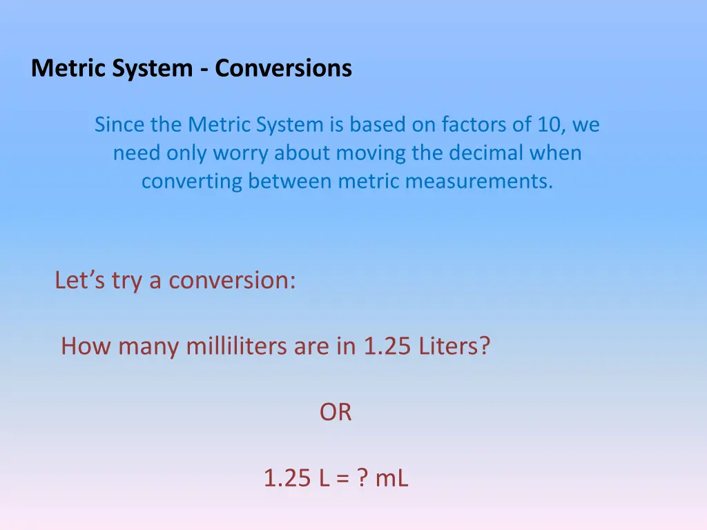 metric system conversions 6