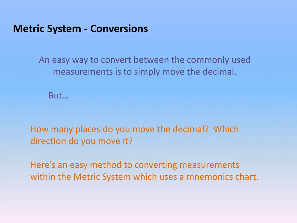 metric system conversions