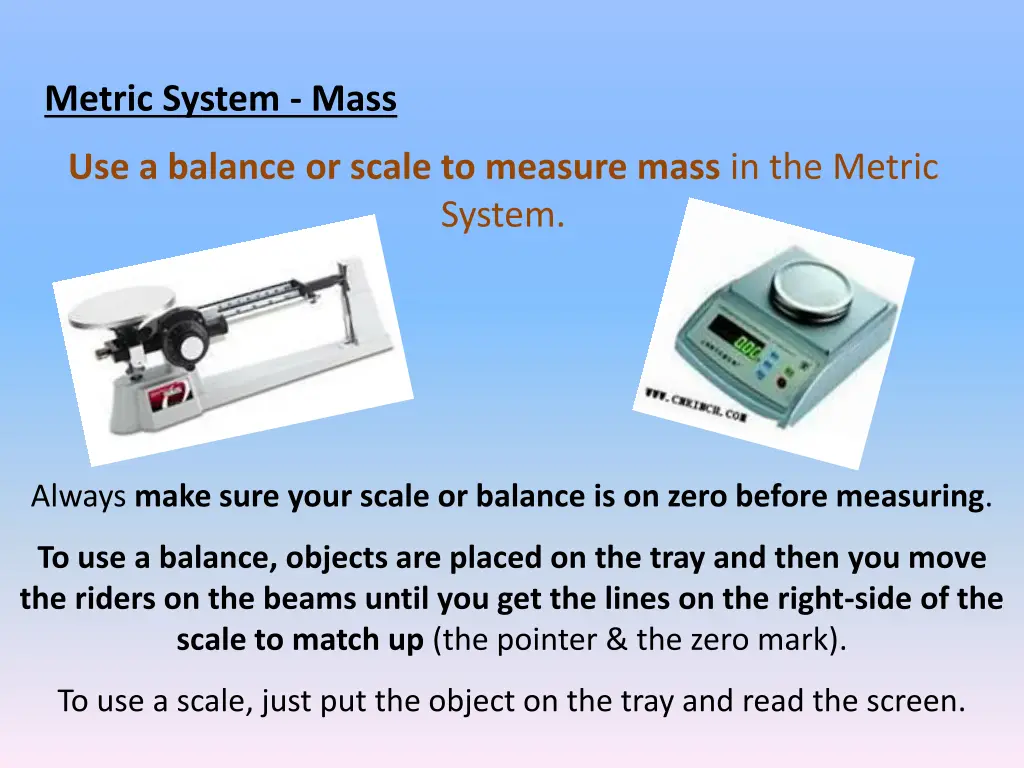 metric system mass