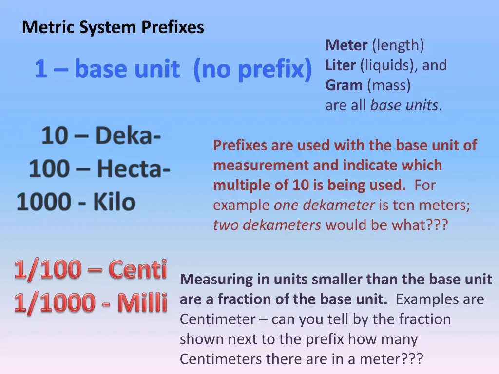 metric system prefixes