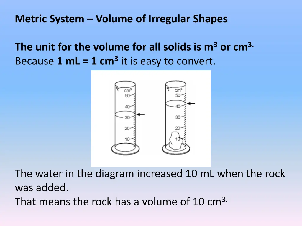 metric system volume of irregular shapes 1