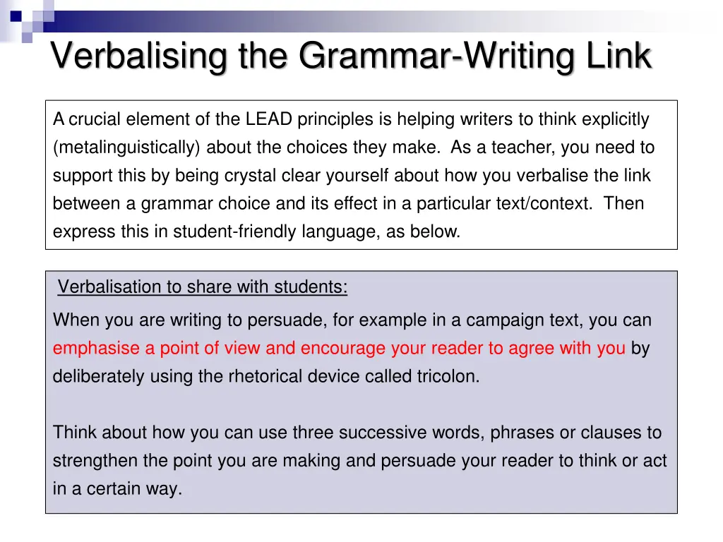 verbalising the grammar writing link