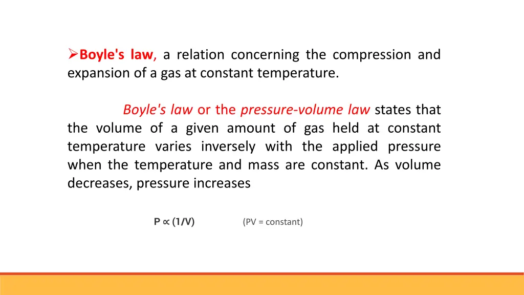 boyle s law a relation concerning the compression