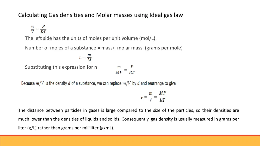 calculating gas densities and molar masses using