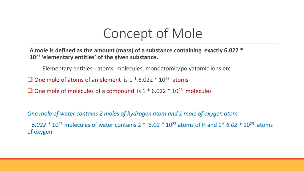 concept of mole 1