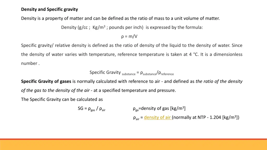 density and specific gravity