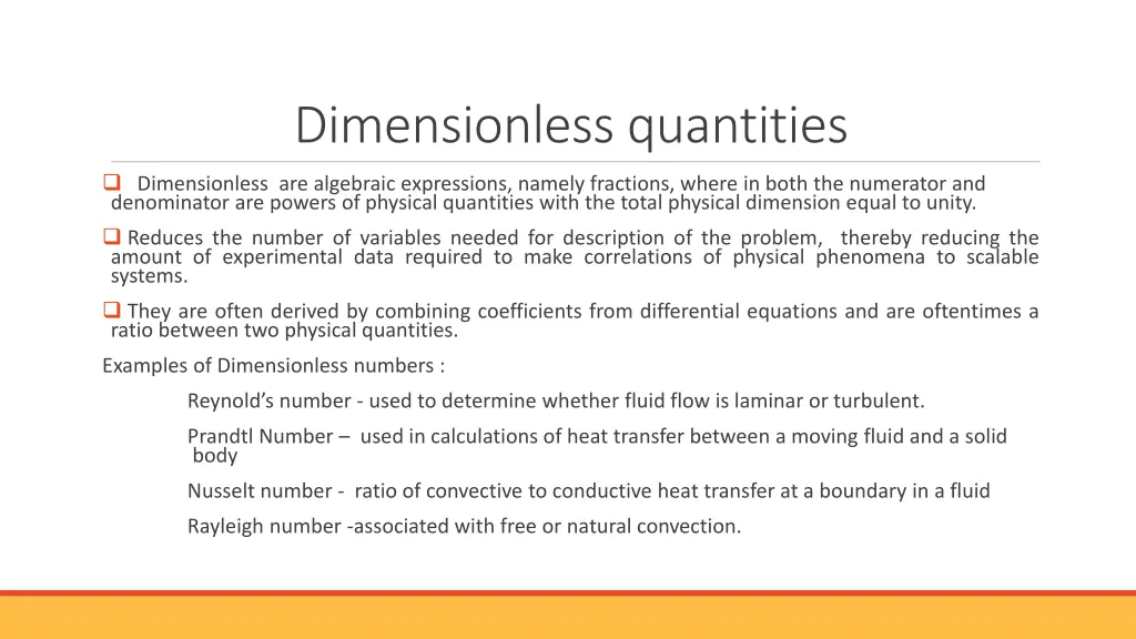 dimensionless quantities