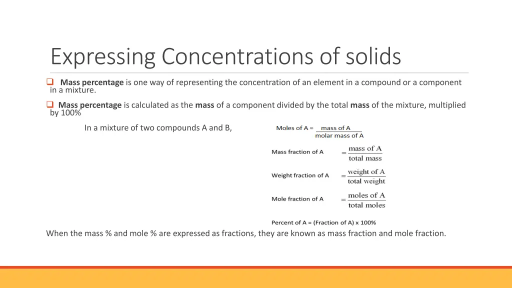 expressing concentrations of solids