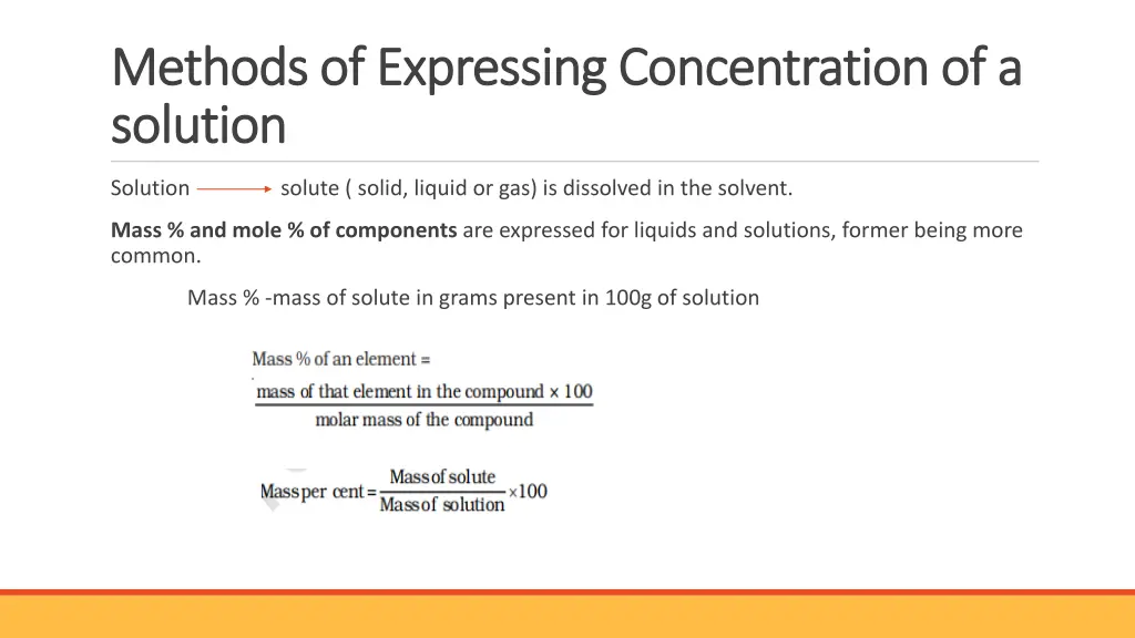 methods of expressing concentration of a methods