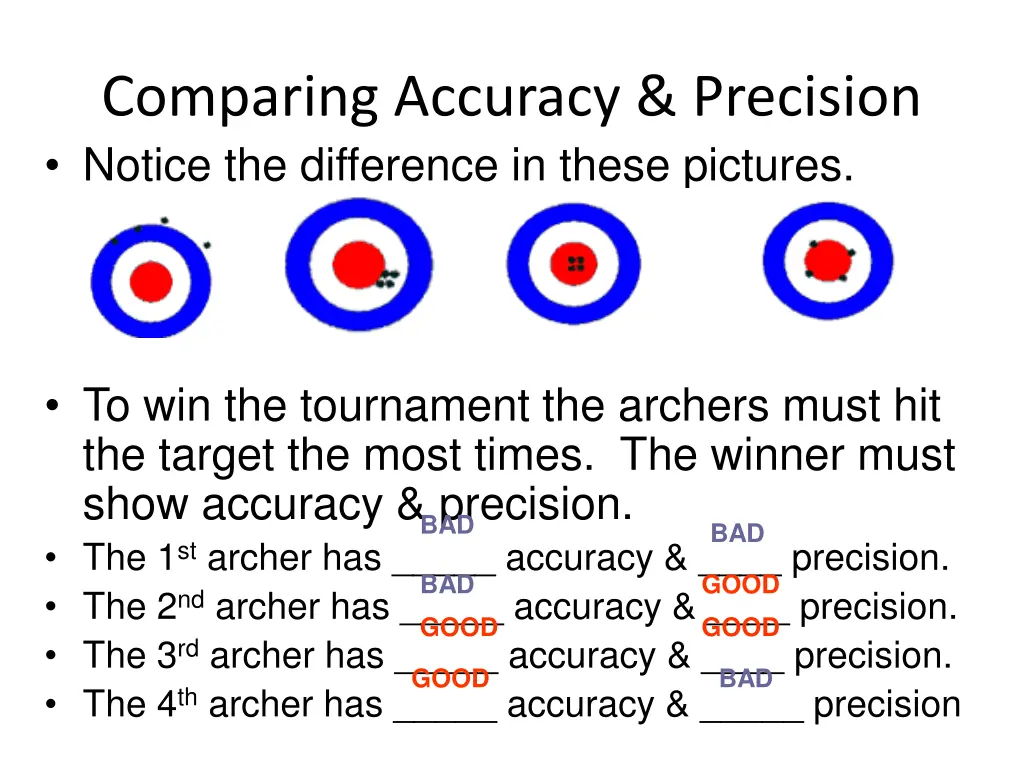 comparing accuracy precision notice