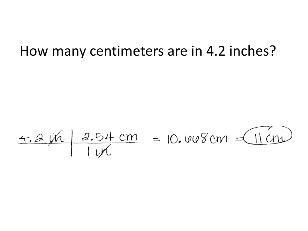 how many centimeters are in 4 2 inches 1